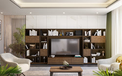 BASIC LIBRARY WALL UNIT asic Bookshelf Wall Unit Set (2 Wide Blocks + 2 Narrow Blocks + 1 Middle Block