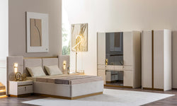 LOREN BEDROOM LOREN DRESSER WITH MIRROR AND POUFFE